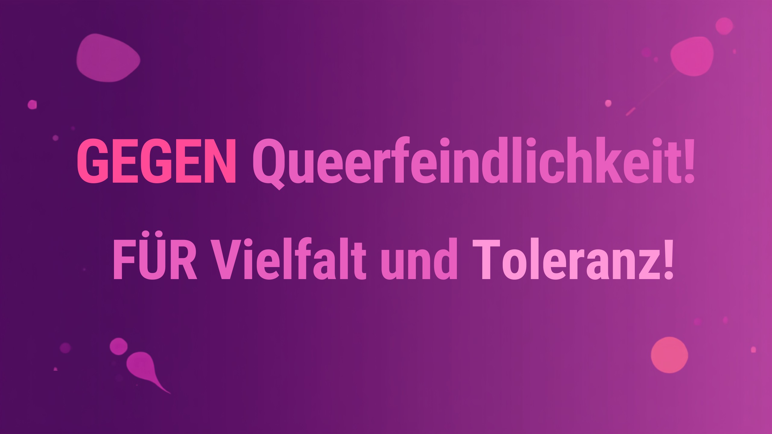 Banner in Lila mit den Sätzen "Gegen Queerfeindlichkeit! Für Vielfalt und Toleranz!"
